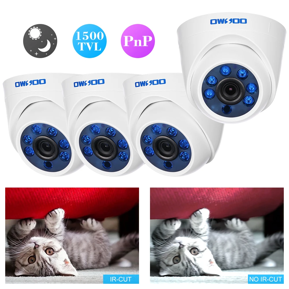 Owsoo 4 шт. 720 P 1500tvl AHD CCTV Камера комплект безопасности Камера S 1/" CMOS 6 шт. массив инфракрасный лампы для мотоциклов Ночное видение с 4* 60ft кабель