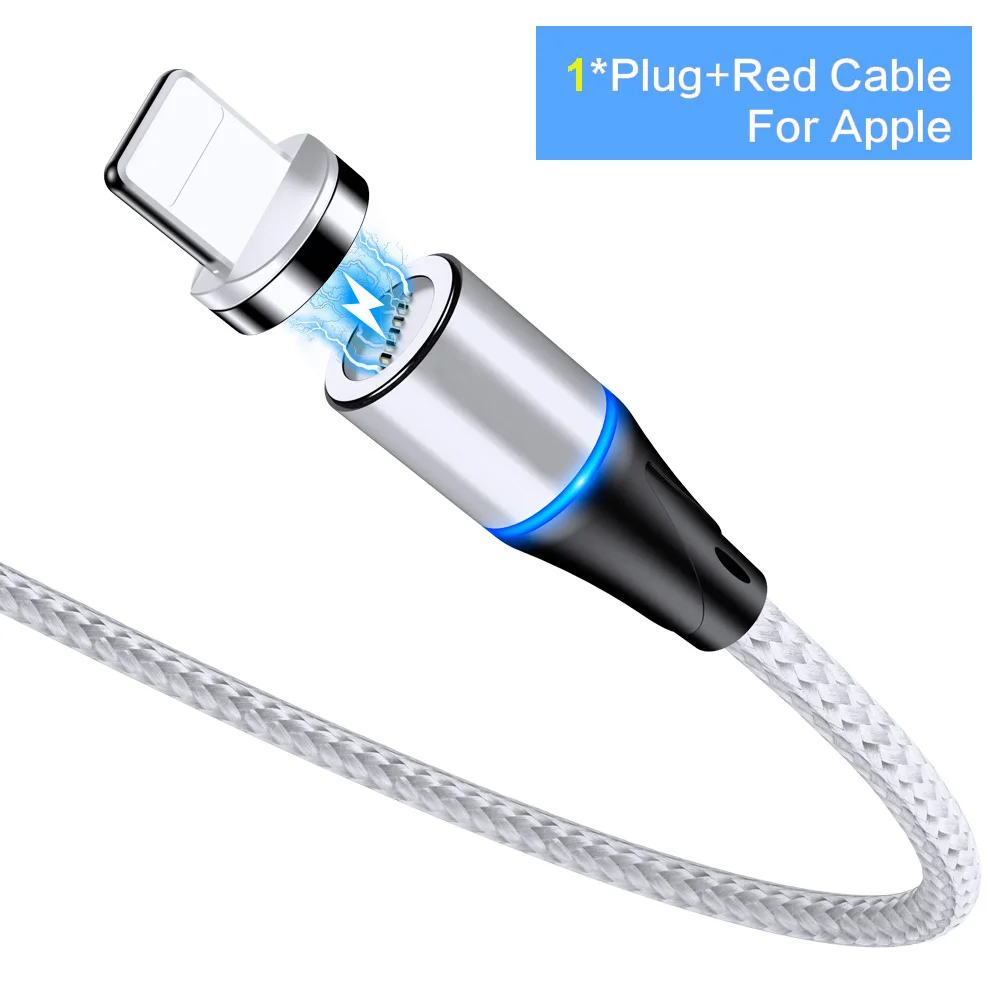 Silvery For Apple Магнитный Usb кабель для мобильного телефона 3A Магнитный кабель зарядное устройство Micro usb type C для IPhone X samsung S8 S9 huawei Быстрая зарядка 3,0 - Цвет: Silvery For Apple