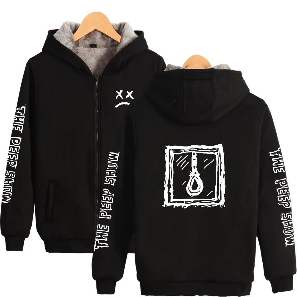 Lil Открытый толстовки на молнии удобные Homme Печать Мода свободный свитер с
