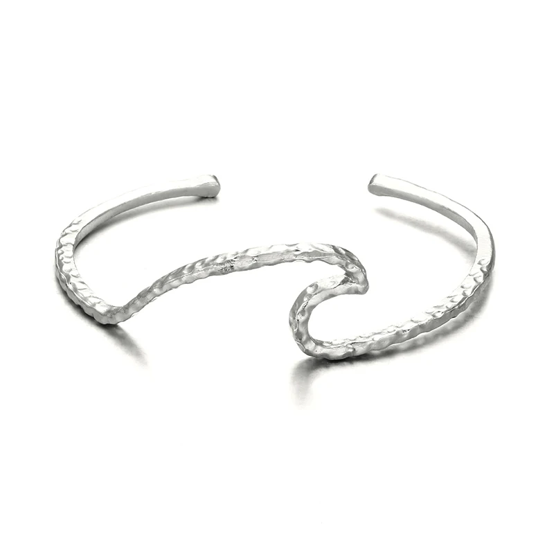 Tocona, 1 шт., Boho, модный, серебряный, золотой, простой браслет с волной, браслет для женщин, шарм, регулируемая манжета, Женские аксессуары 4266 - Окраска металла: silver