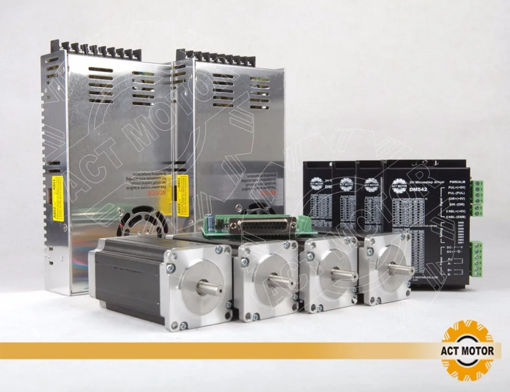 Бесплатная доставка из Германии! 4-осевой шаговый двигатель Nema23 с одним валом 23HS2430 425oz-in 3A 4-проводной биполярный + Драйвер DM542 128Micro