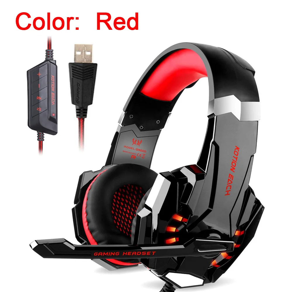 KOTION EACH G9000 7,1 игровая гарнитура с объемным звуком, стерео геймерские наушники с микрофоном, светодиодный светильник для ПК геймера