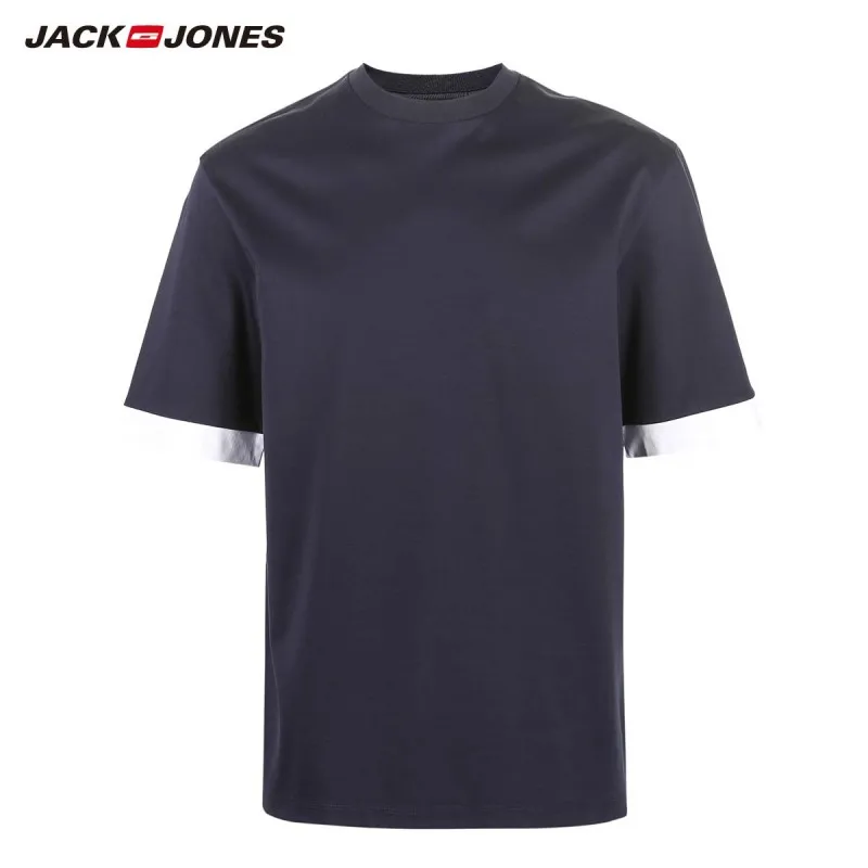 Мужская футболка с короткими рукавами JackJones 100% хлопок свободный крой контрастный