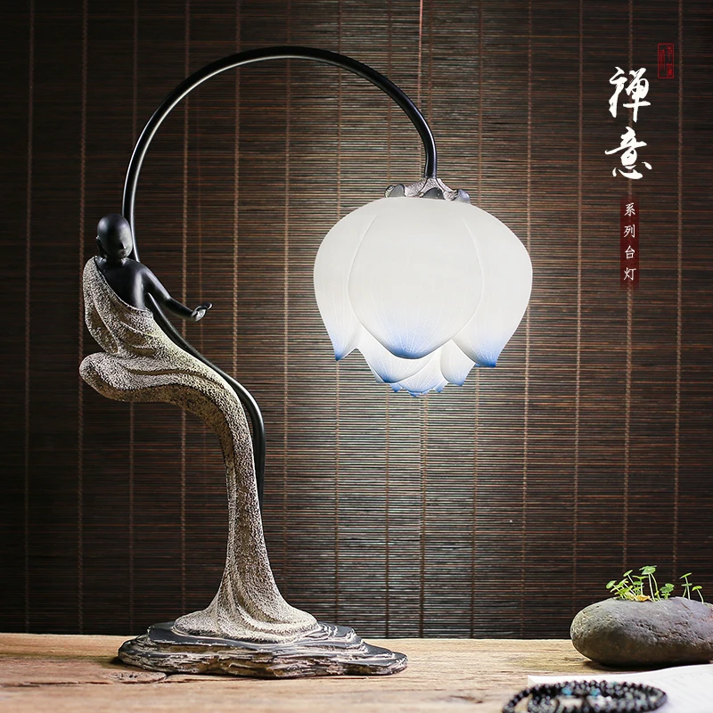 Новый китайский стиль ретро Zen настольные лампы для гостиной Led кровать лампа