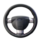 GNUPME черная искусственная кожа Мужская прошитая вручную чехол рулевого колеса автомобиля крышки для Ford лиса Чехлы для рулевого колеса