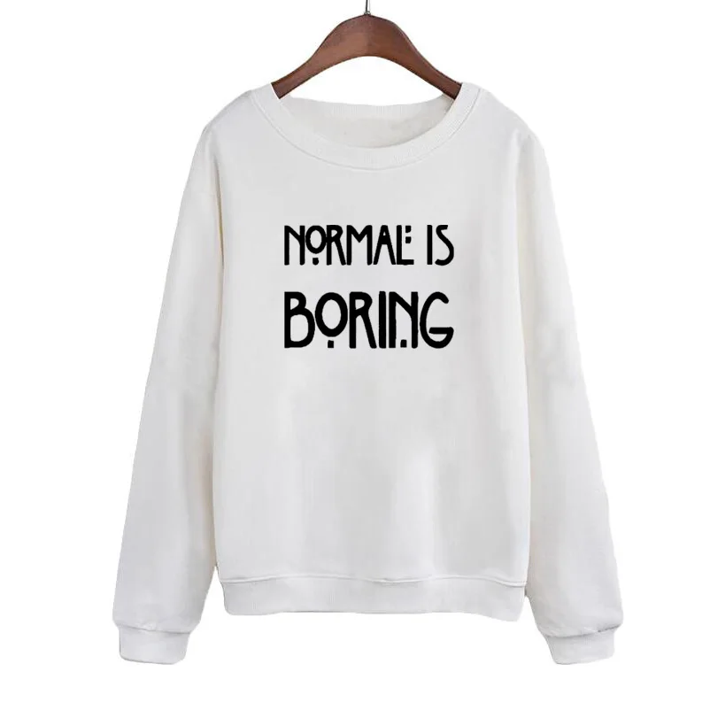 

Women O-neck Hoodies Harajuku Style Casual Clothes Female Tracksuit Sudaderas Mujer NORMAL IS BORING Funny Letters Sweatshirt