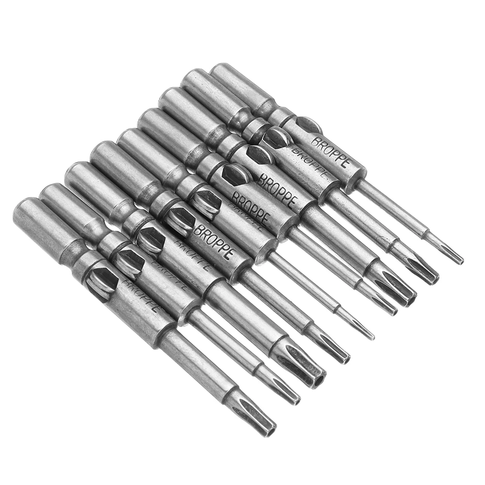 BROPPE 9 шт. 802 отвертка Torx Набор бит T5-T25 6 мм Круглый хвостовик электрическая отвертка Биты S2 легированная сталь ручные инструменты
