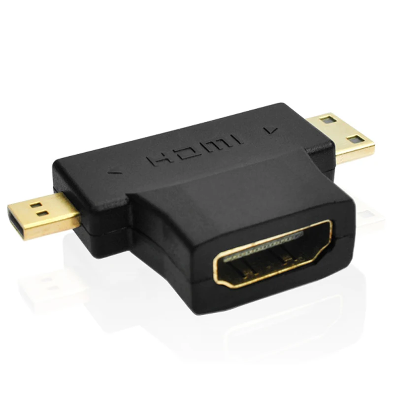 100 Шт./лот Лучшие Продажи Mini 3 в 1 HDMI Женский к мужской + 1.4 кабель адаптер конвертер
