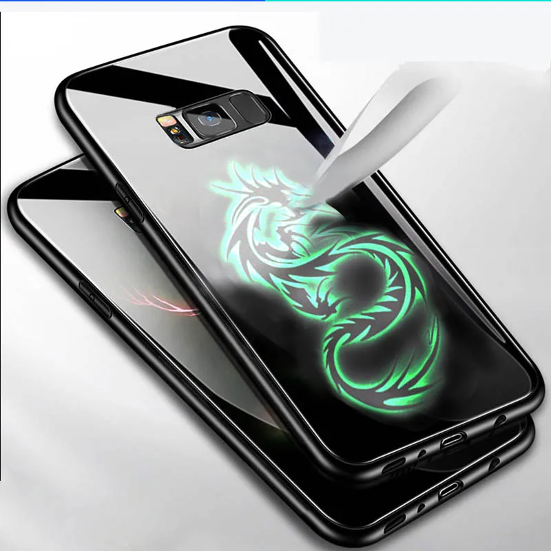 Светящийся стеклянный чехол s для samsung Galaxy S9 S9 plus Противоударная задняя крышка для samsung Galaxy S8 S8 Plus чехол из закаленного стекла для телефона