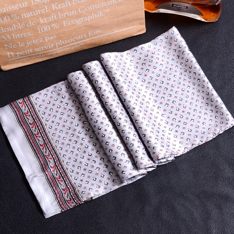 New Vintage 100% Silk Scarf Men Fashion paisley Flowers Pattern Print Double Layer dot Pure Silk Satin Neckerchiefs 40color#4053