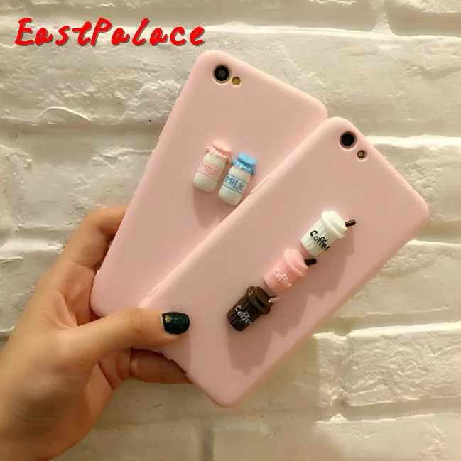 3D Kawaii розовые детские бутылки кофе телефон чехол для iPhone 6 6s 7 8 Plus X XS MAX XR