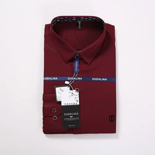 Dudalina Sergio k Camisa Новая мужская рубашка с геометрическим принтом Мужская Повседневная рубашка с коротким рукавом плюс размер брендовая мужская - Цвет: IN1726RED