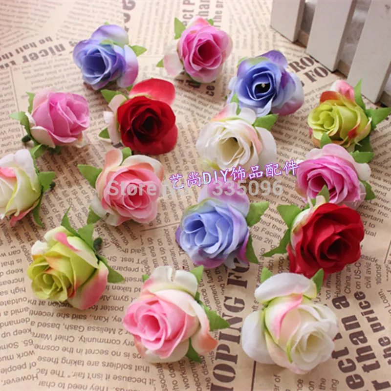 5 шт. декоративные тканевые розы с листьями 4 см|rose heads|craft flowersflower flower |