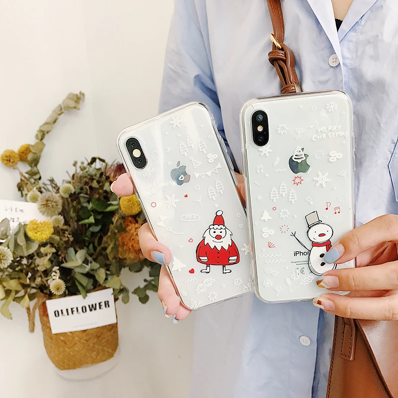 Рождественский снеговик Прозрачный чехол для iphone 7 6s 8 6 Plus X 10 XR мягкий милый XS Max