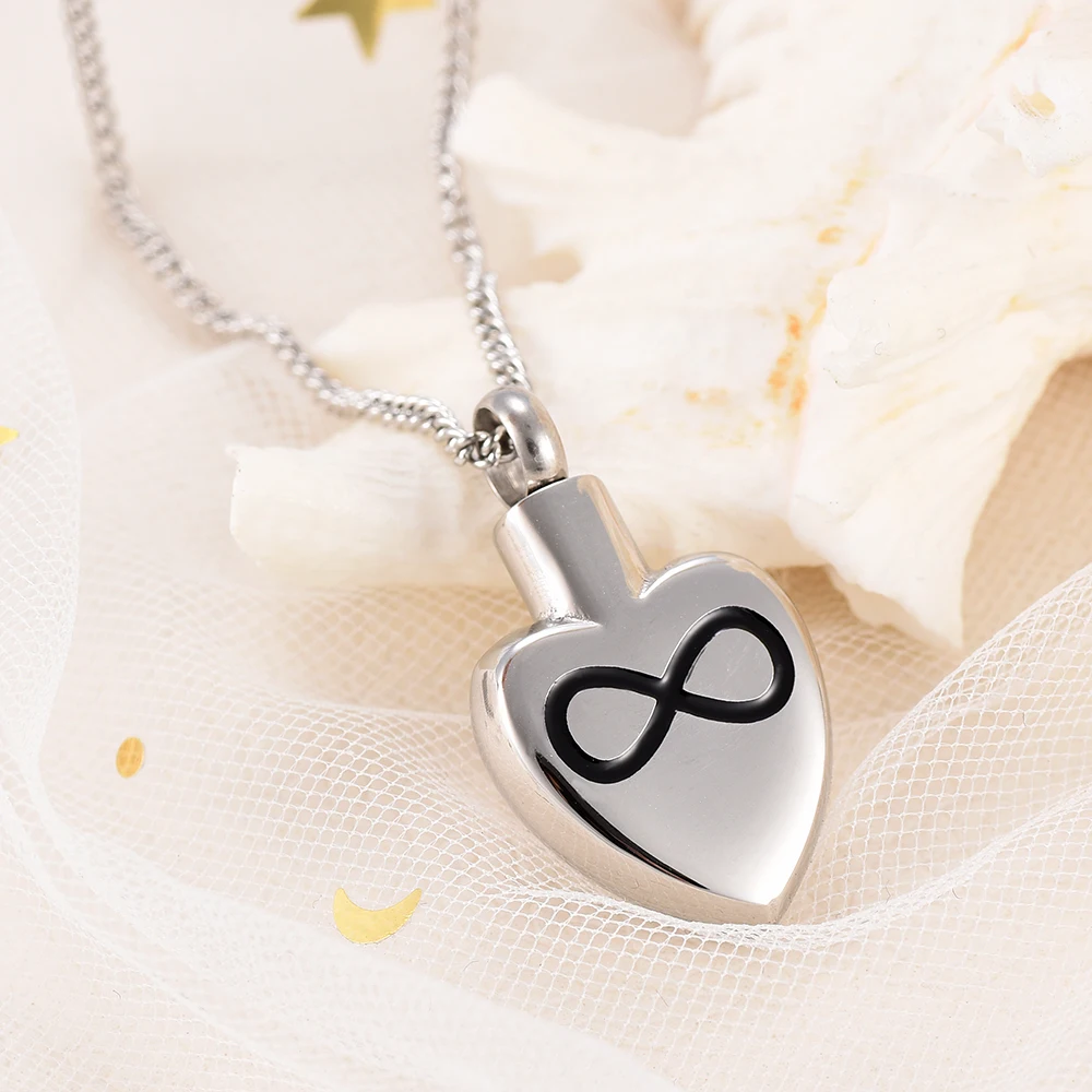 

Infinity Love Heart Pendant Memorial Jewelry Ashes Keepsake for Human Ash Holder Stainless Steel Cremation Urn Necklace