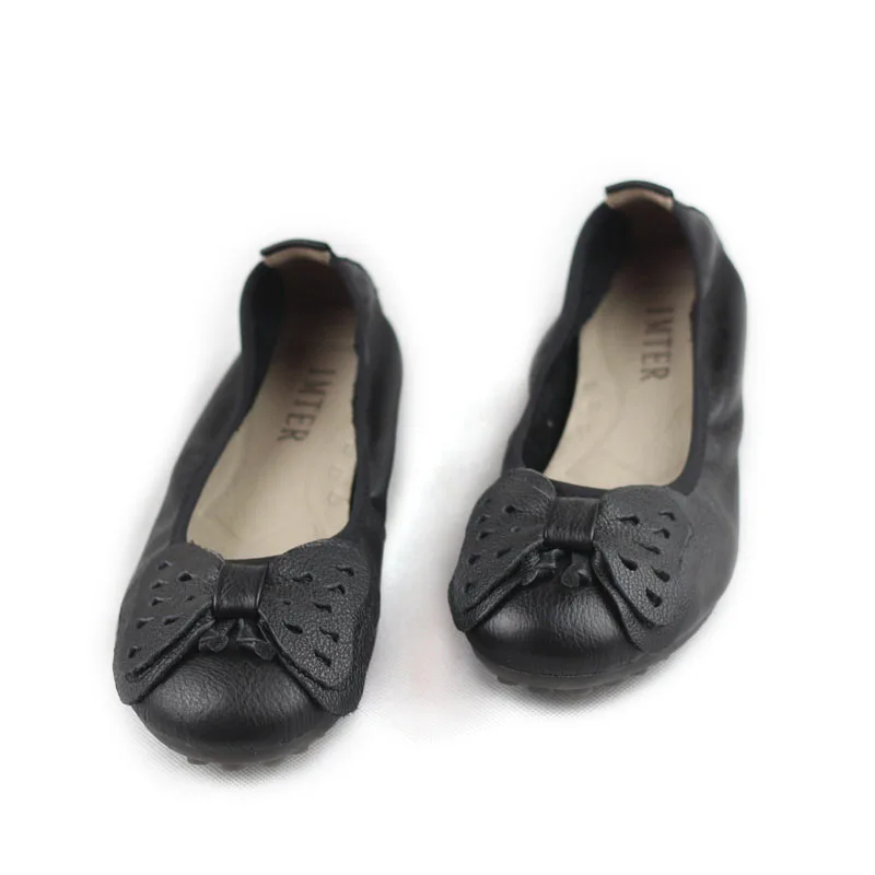 

Women Shoes Genuine Leather Ballet flats Butterfly-knot Round toe Slip on Loafers Female Spring Footwear casual driving sho