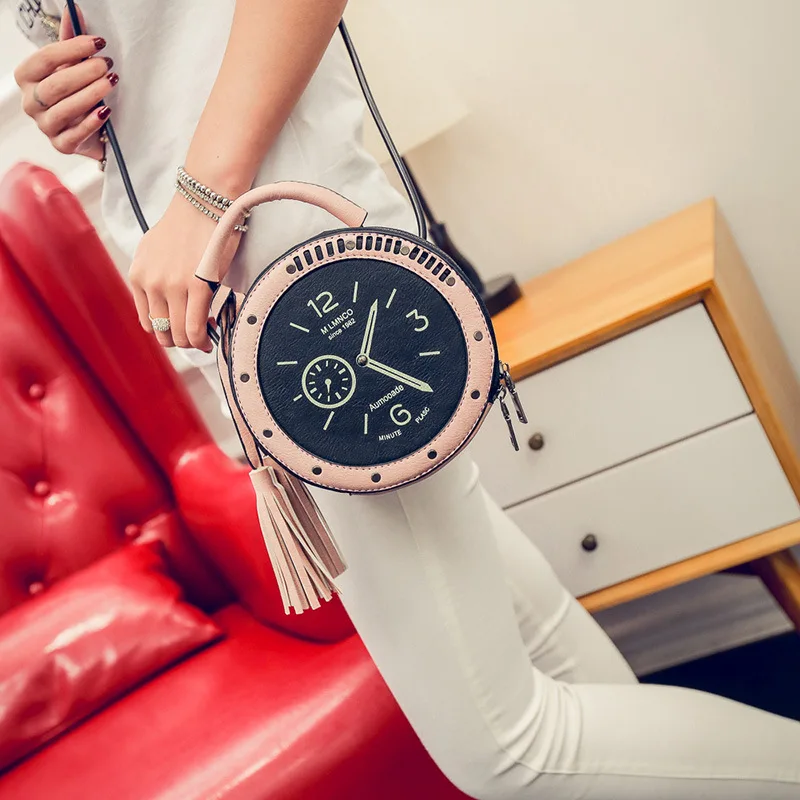 Лидер продаж женские сумки-мессенджеры из искусственной кожи круглые часы с