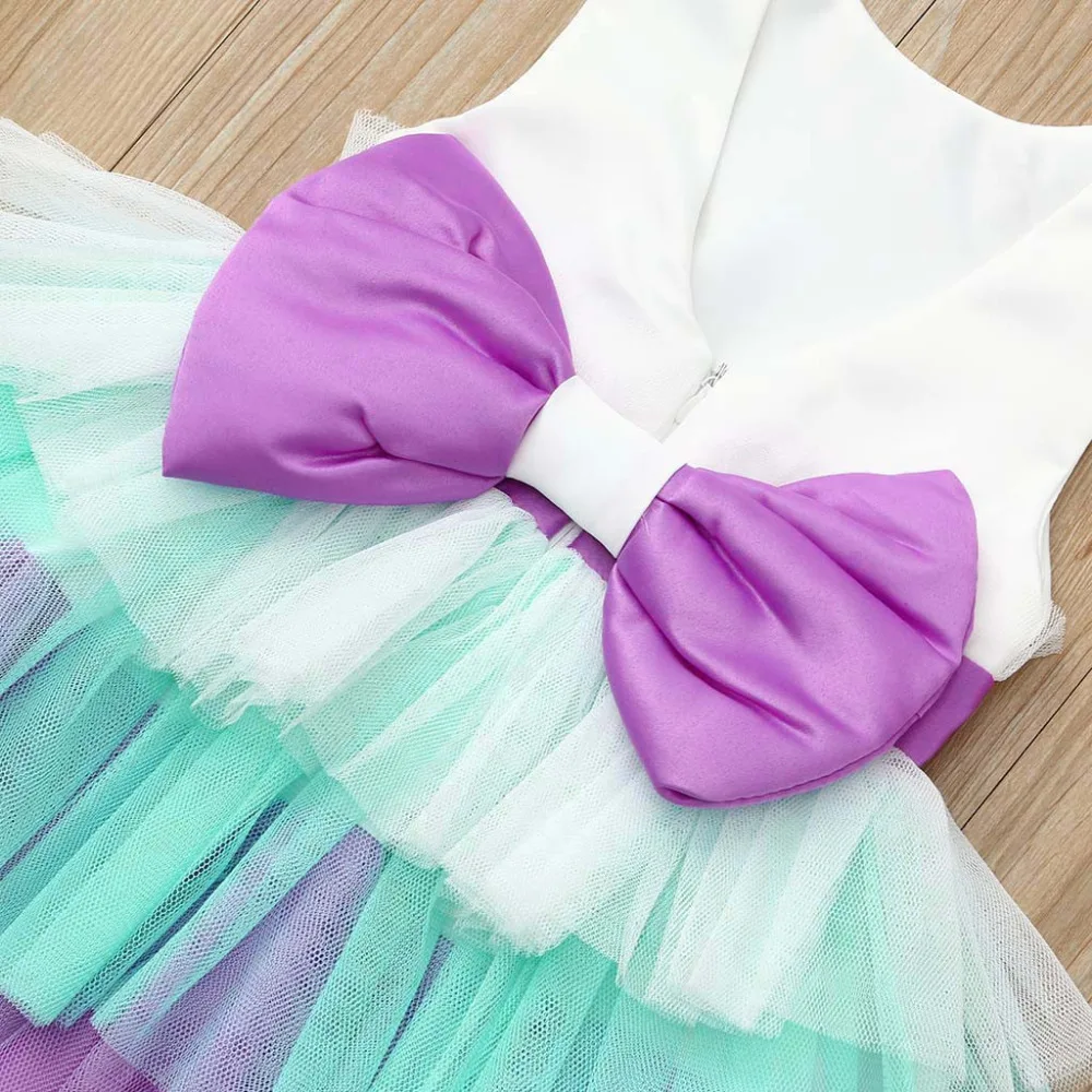 Вечерние платья для девочек без рукавов фатиновые принцессы с бантом Vestido Menina