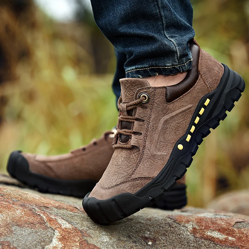 2019 new fashion men's shoes casual genuine leather cow lace up shoe man khaki brown black breathable comfortable for men | Обувь