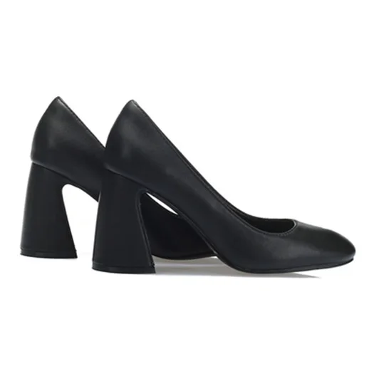 Black 9CM Размер 4 34 офис Retro обнаженный марочный Runway насосы высокие каблуки Каблук Европейская Круглый носок элегантный 33 Роскошная женская обувь для женщин китайская Весна осень Китай мода новая - Цвет: Black 9CM