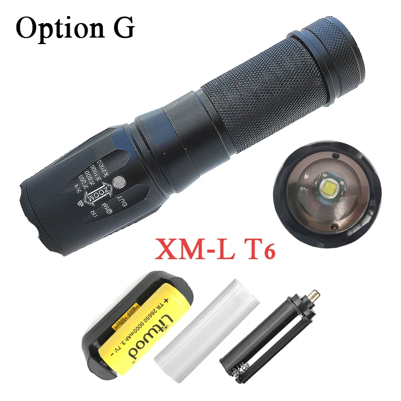 Option G Litwod Z20P78 CREE XHP70 32 Вт чип лампа мощный зум объектив тактический светодиодный светильник фонарь 10000 мАч 26650 батарея высокий светильник - Испускаемый цвет: Option G