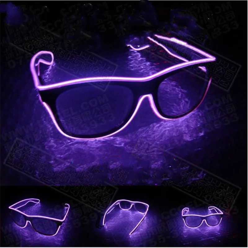 C Rose Purple 1 шт. мигающий EL провода светодиодный очки световой вечерние декоративный светильник ing классический подарок яркий светодиодный светильник со шнуровкой вечерние солнцезащитные очки для женщин - Цвет: C Rose Purple