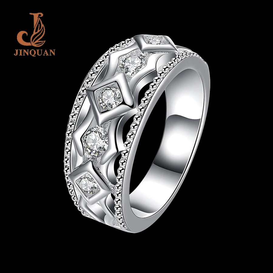 2017New design Fashion Square line Zircon silvering anel anillos CZ Stone rings for women dance party statement JINQUAN | Украшения и