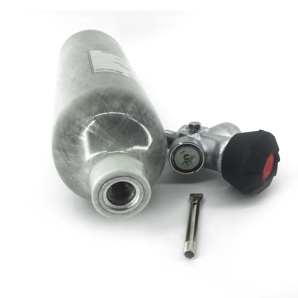 AC30111 1.1L PCP Charging Tank Paintball Air Tank 4500psi 300bar Carbon Fiber Pressure Gauge for SCBA Hpa Airsoft Pcp Air Gun