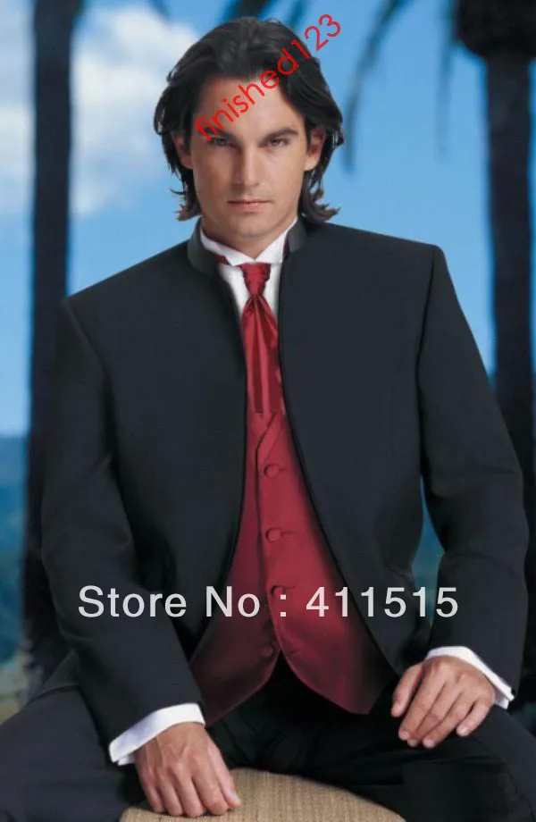 

free shipping!custom made cheap men tuxedos/ Good price black Suits & Tuxedo groomsmen dresses vest /custom wedding groom suits