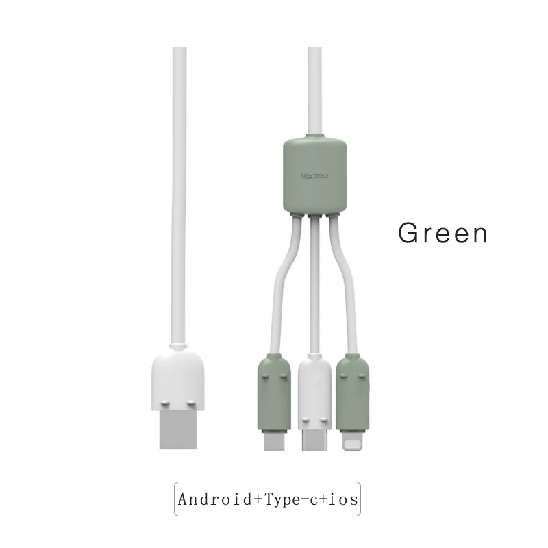 Maoxin 3 в 1 СВЕТОДИОДНЫЙ модуль панели управления 5pin type c usb c micro usb розовый Легкий кабель для Android iPhone samsung huawei Xiaomi - Цвет: Green