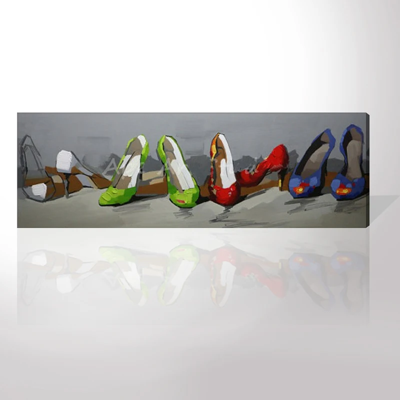

Wall Art Canvas Hand Painted Modern High Heels Shoes Oil Paintings for Living Room Decor Abstract Still Life Pictures No Framed