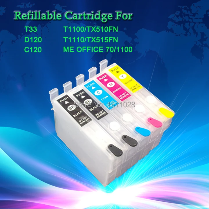 5 шт. картриджи для принтера C120 pro 30 1100 B1100 B1110 D120 C110 T1110 TX515 T1100 TX510 T33|ink cartridge|refillable ink