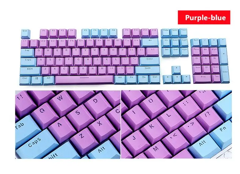 purple-blue DIY геймерские игровые колпачки для клавиш 104 стандартная механическая клавиатура умная комбинация двухцветная клавиатура - Цвет: purple-blue