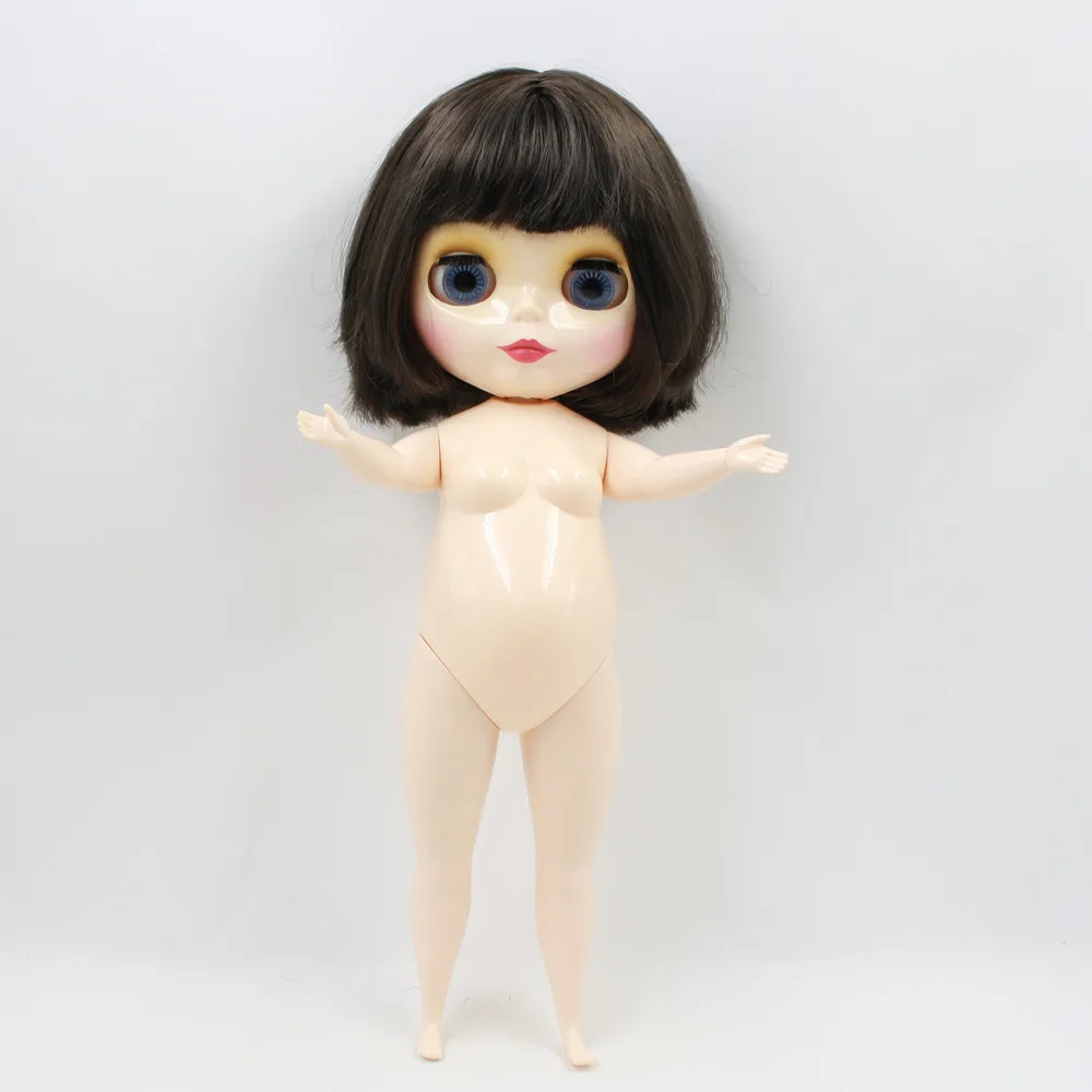 Пышная кукла blyth 1/6 30 см черные короткие волосы с челкой/бахромой Толстые тела