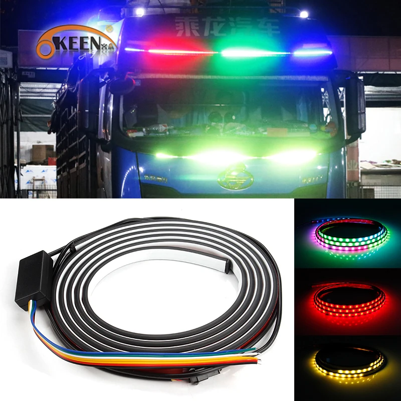 

OKEEN 24V led Running RGB Dynamic Streamer following light strip for Truck Trailer Pickup with Turn Signal,brake