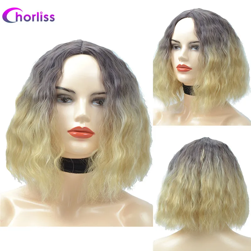 Chorliss афро кудрявый женский парик из коротких синтетических волос с челкой смешанный высокотемпературный парик для черных женщин - Цвет: T1/27