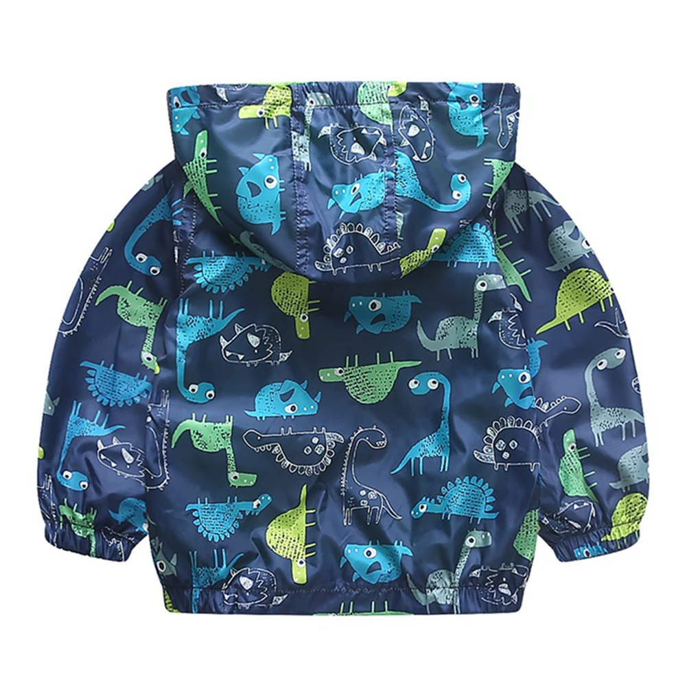 Детская ветровка с принтом динозавра из мультфильма Симпатичная Верхняя одежда