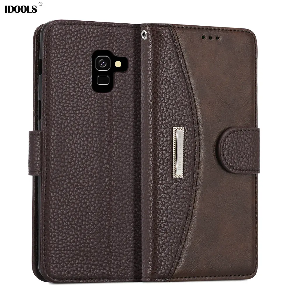 IDOOLS Case For Samsung galaxy A8 2018 A530F Wallet Luxury Flip PU Leather Phone Back Cover Bags Cases Plus A730F | Мобильные