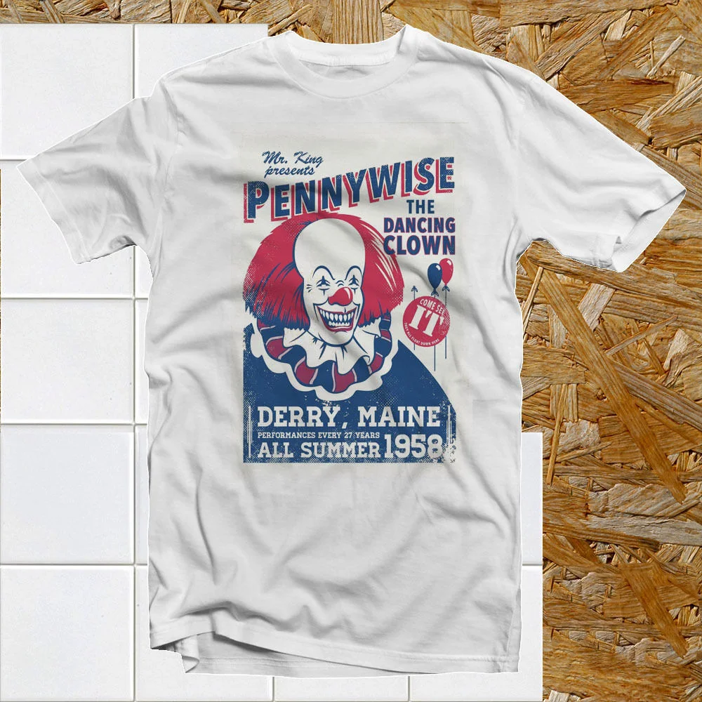 Стивен Кинг это Pennywise цирк постер футболка фильм ужасов забавная крутая Ретро