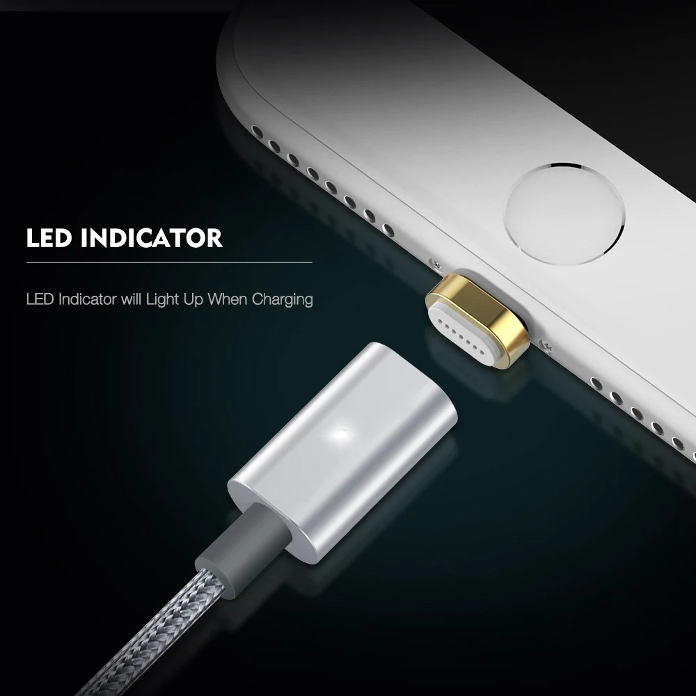 Магнитный usb-кабель FLOVEME для iPhone X, 8, 7 Plus, быстрое зарядное устройство для Micro USB type-C, Android, магнитный светодиодный кабель с датой