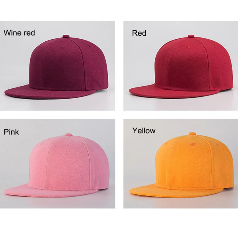 

Solid Black Hip Hop Flat Hats Snapback Cool Men Cheap Baseball Caps Women Casual Cap Gorras Planas Hip-Hop Hat 16 Colors