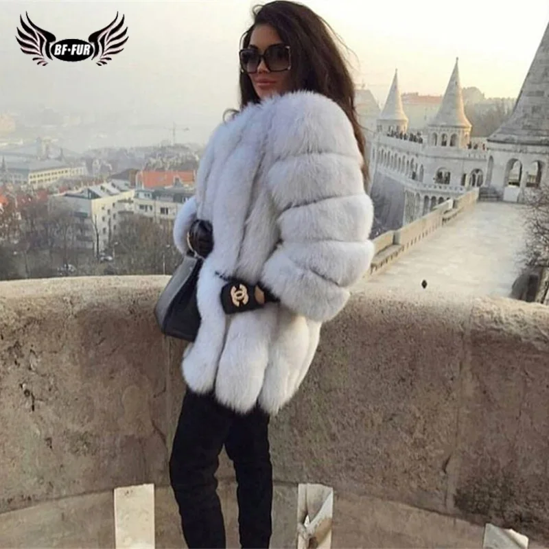BFFUR 2022 Luxury Womens Winter Coats Natural Fur Fashion Blue Fox Fur Coats For Women Real Arctic Fox Thick Warm Whole Skin enlarge