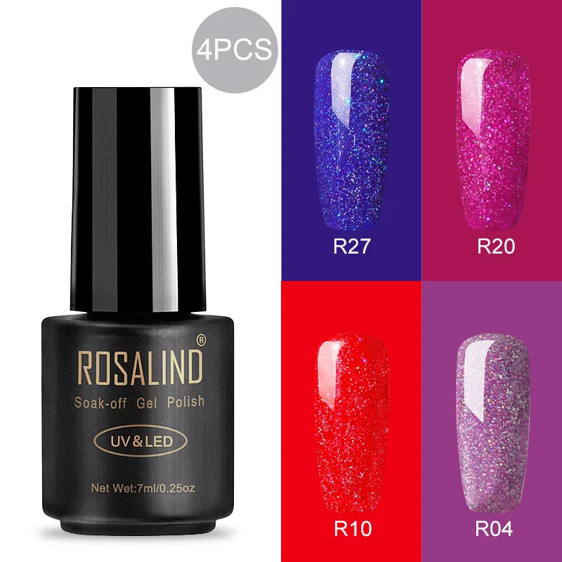 RA-4GELS-10 ROSALIND 7 мл УФ гель лак для ногтей Набор для маникюра дизайн ногтей полуперманентный гель-лак лак Гибридный Soak Off Гель-лак белый праймер - Цвет: RA-4GELS-10