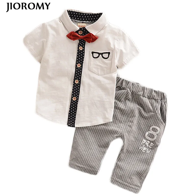 JIOROMY Toddler Children Clothes Summer Baby Boys Clothing Sets Gentleman Suits Kids Sweatshirt Child Formal Shirt+short | Детская