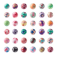 50100pcslot round flower printing handmade polymer clay beads mixed color size8mm 10mm 12mm 14mm in diameterhole 2mm