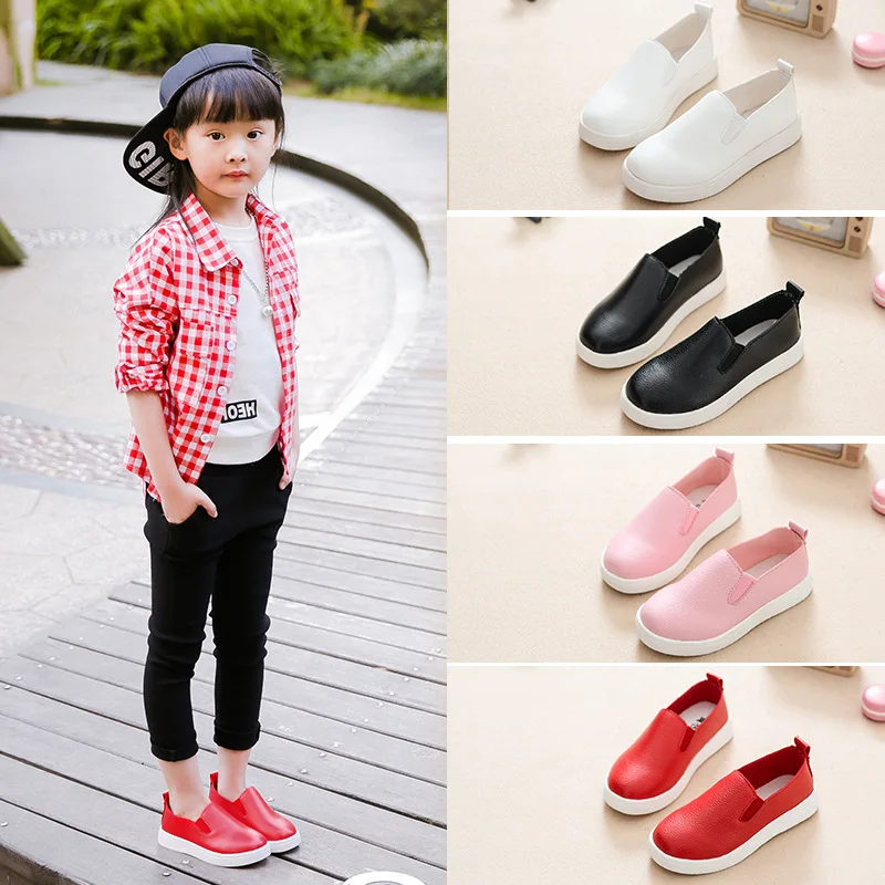 Кроссовки детские из ПУ кожи модная дышащая Спортивная повседневная обувь для