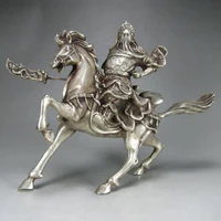 decoration bronze factory outlets tibet silver chinese folk handmade miao silver equestrian statue of guan gong
