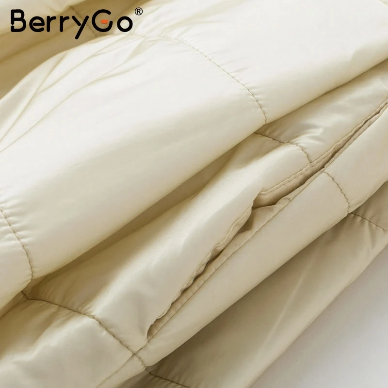 BerryGo элегантное женское пальто с подкладкой меховым воротником парка зима 2018 на