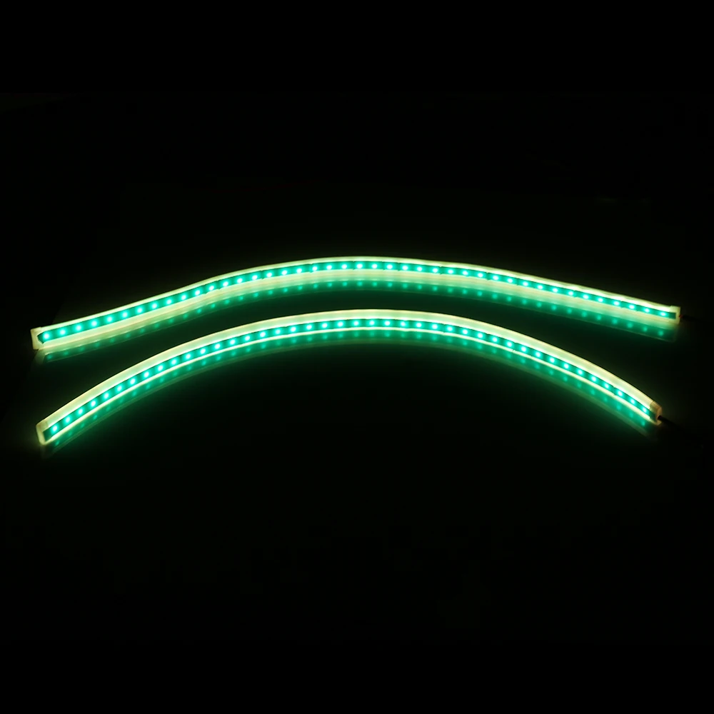 Новинка, RGB, тонкий, последовательный, гибкий светодиодный, DRL, для головы, светильник, Полоска, дневной ходовой светильник, с пультом дистанционного управления, 12 В, RGB, динамический DRL