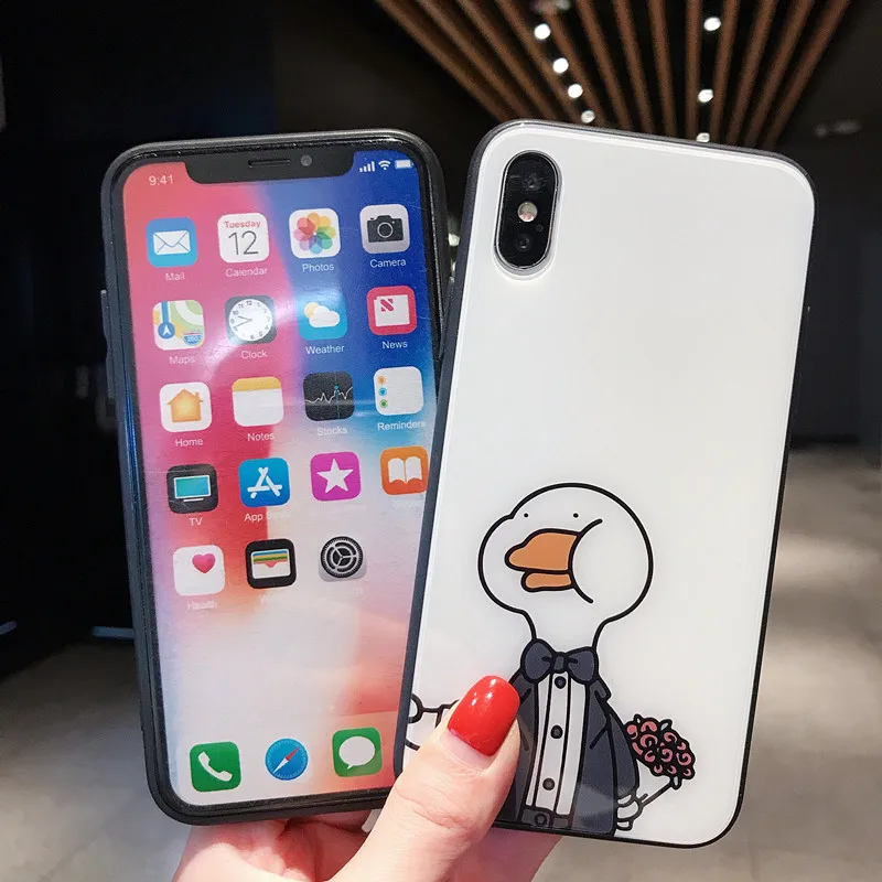 Ультратонкий стеклянный чехол для Apple iPhone 6 7 8 6S Plus 7Plus 8Plus X XS XR Xsmax|Чехлы-накладки| |